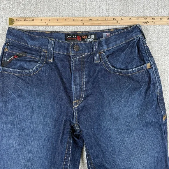 Ariat FR Men's 32x32 M3 Loose Straight Flame Resistant Denim Blue Jeans - Picture 6 of 7